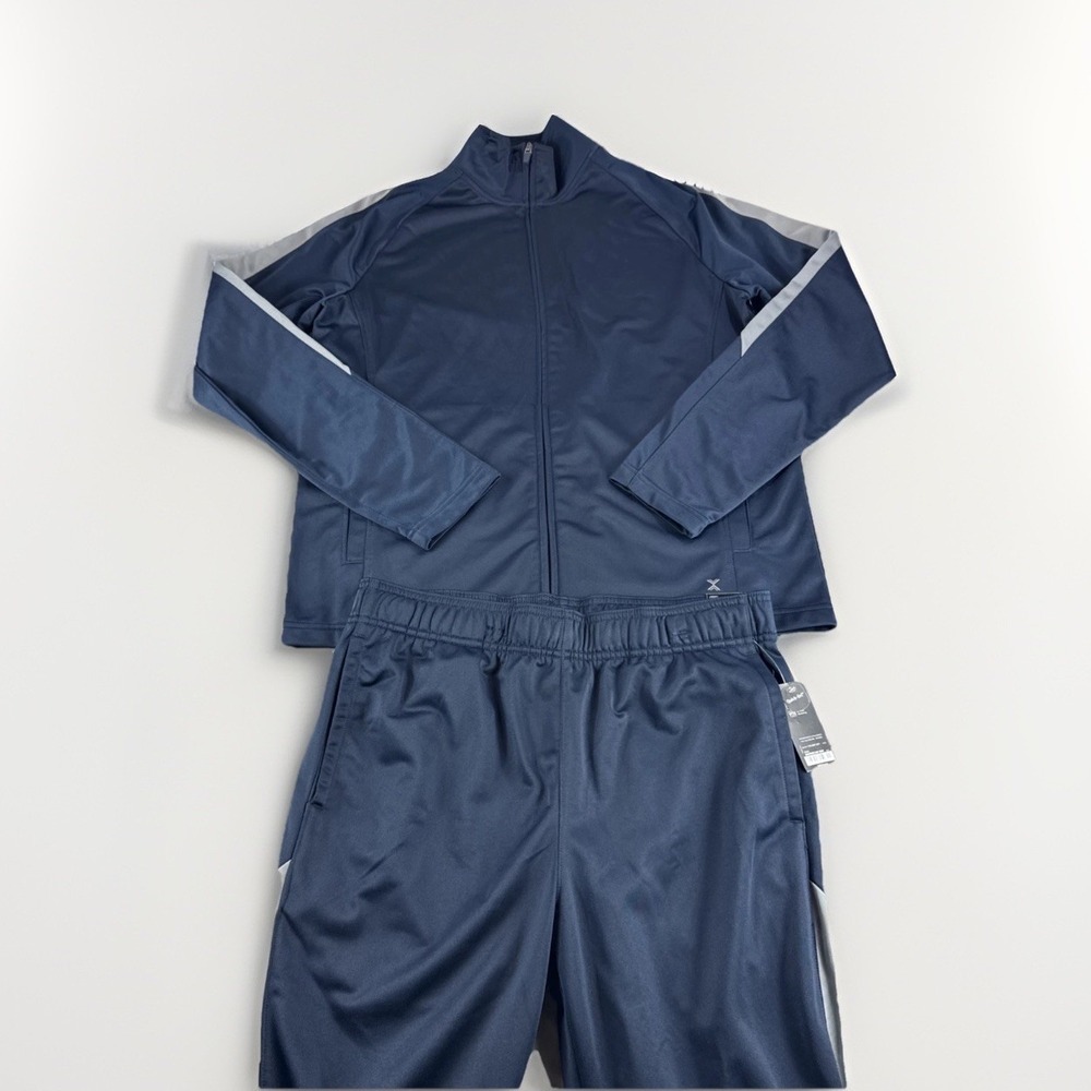Xersion Tracksuit Mens M Blue Zip Up Sweatshirt Tapered Sweatpants Workout NEW